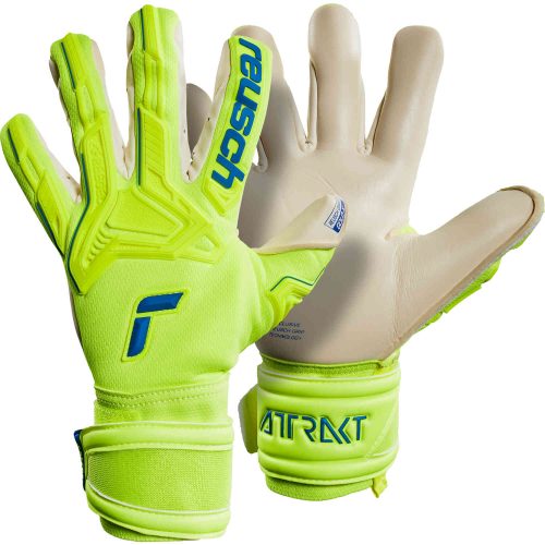 Reusch Attrakt Freegel Gold X Goalkeeper Gloves - Safety Yellow & Deep Blue