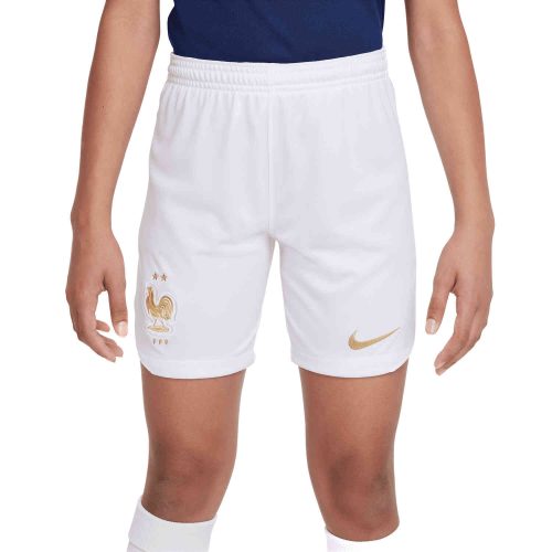 Kids Nike France Home Shorts - White/Metallic Gold