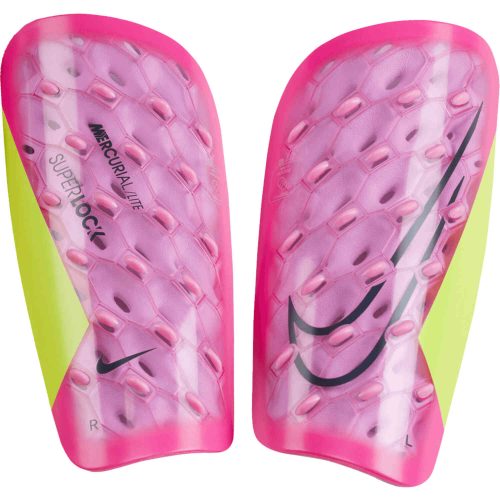 Nike Mercurial Lite Superlock Shin Guards - Pink Spell & Volt with Gridiron