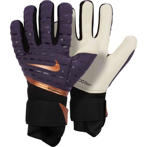 Nike Phantom Elite Goalkeeper Gloves - Dark Raisin & Black with Metallic Copper