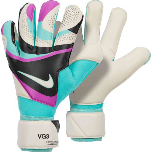 Nike Vapor Grip3 Goalkeeper Gloves - Black & Hyper Turq with Rush Fuschia with White